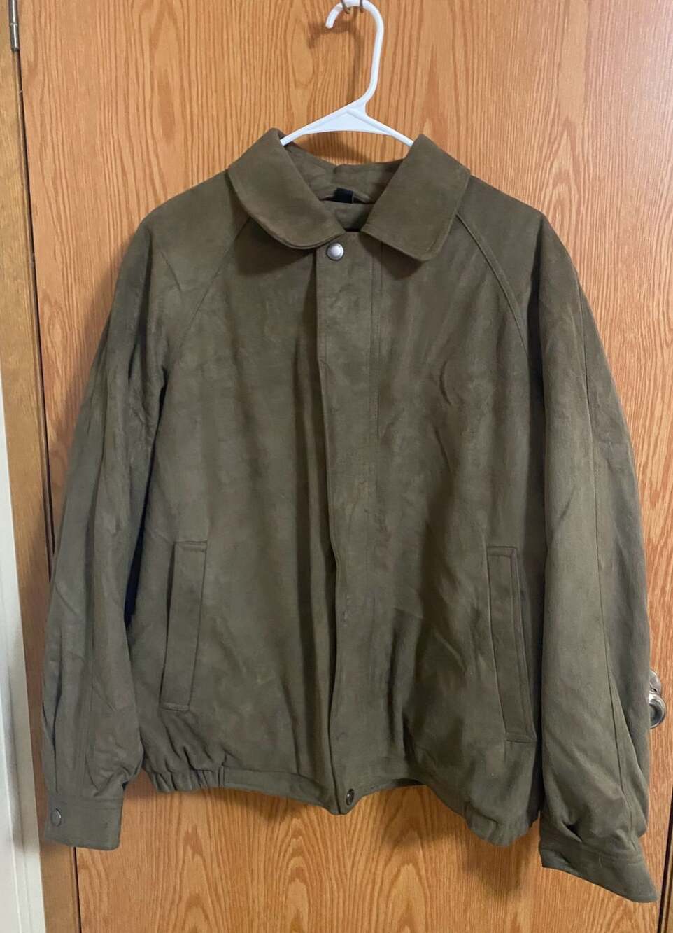 Claiborne Suede Bomber Jacket Green Full Zip